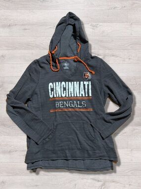 NFL Majestic Cincinnati Bengals Pullover Gray Women’s Hoodie Large